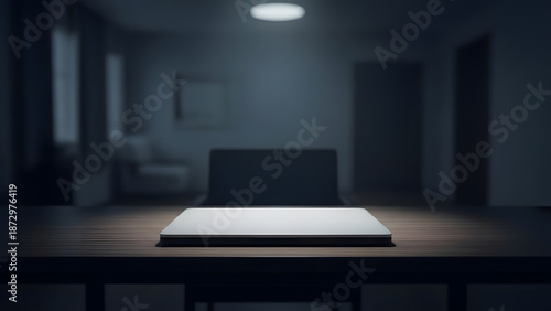 Closed Laptop Job Insecurity Concept. Perfect for: career blogs, layoff news, workplace stress content, economic downturn articles