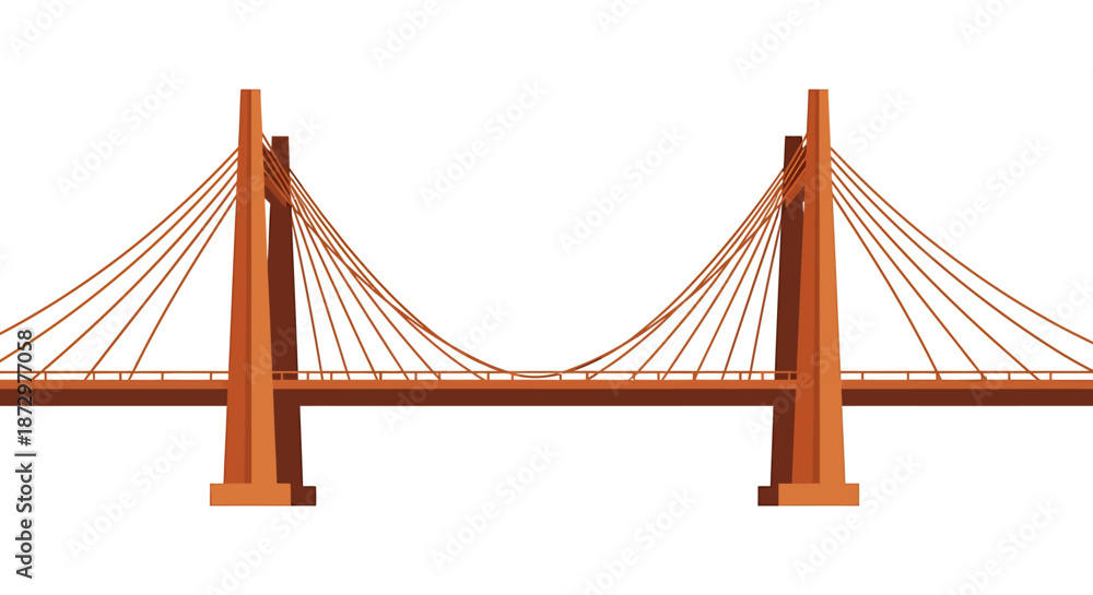 Fototapeta premium Modern Cable-Stayed Bridge Structure with Orange Towers.