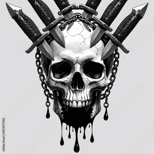 skull knife and chain vector image