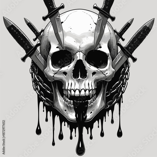 skull knife and chain vector image