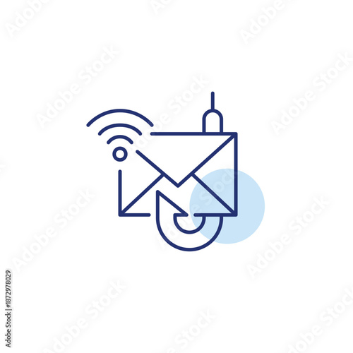 Phishing e-mail and wi-fi. Cybersecurity warning, network attack alert. Pixel perfect, editable stroke vector icon