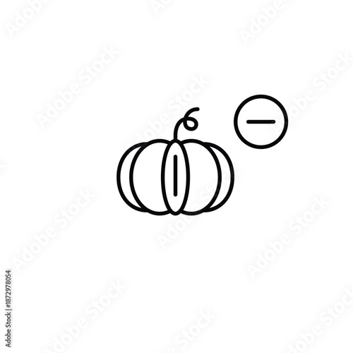 Pumpkin and minus. Vegetable expired. Pixel perfect, editable stroke vector icon