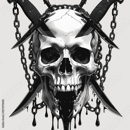 skull knife and chain vector image