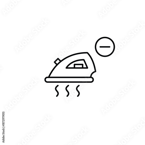 Iron and minus. Laundry cancelled. Pixel perfect, editable stroke vector icon