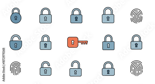 Pads and Security Icons Collection Display.