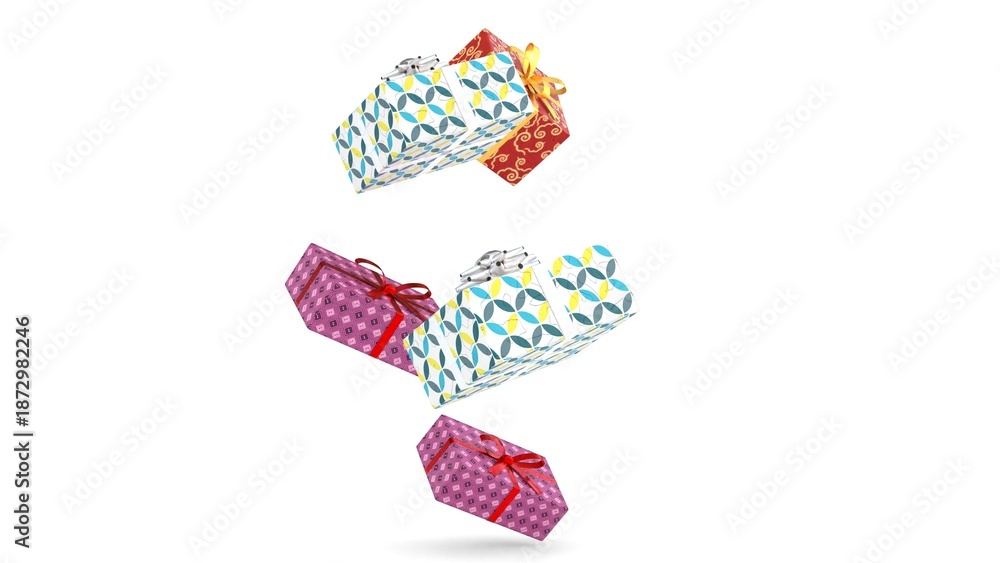 Obraz premium falling gift boxs