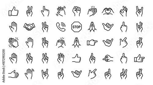 Creative Hand Gestures Collection, Visual Communication, Graphic Design, Digital Art, Modern Style, Top View, Expressive Concepts