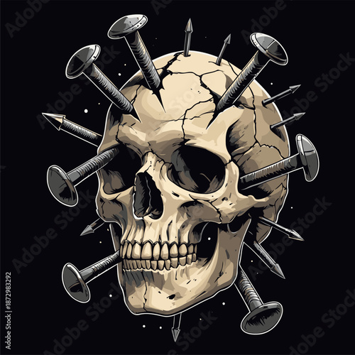 skull on nails vector image