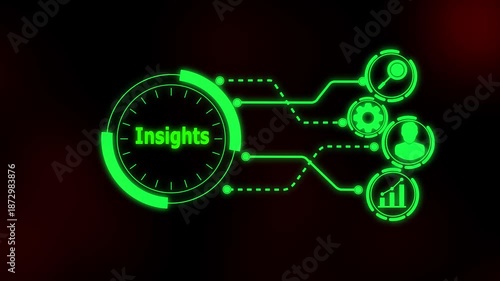 futuristic interface with analysis text and business data icons business success concept with man and search icon