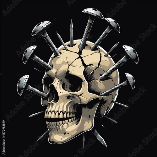 skull on nails vector image