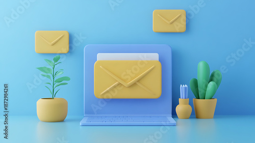 3D Minimalist Illustration of an Inbox for Task Management