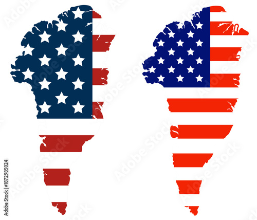 Greenland Map with United States Flag Overlay, Arctic Strategy and Territorial Interest, Geopolitics Resources and Security