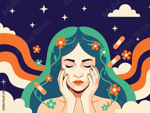 Wallpaper Mural Flat design retro 60s 70s background Torontodigital.ca