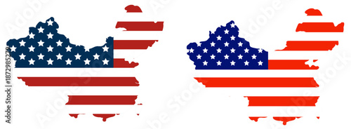 China Map with United States Flag Overlay, Economic Competition and Trade Policy, US–China Relations and Global Leadership