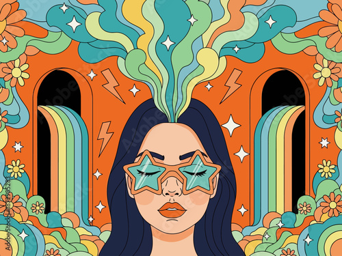 Wallpaper Mural Flat design retro 60s 70s background Torontodigital.ca