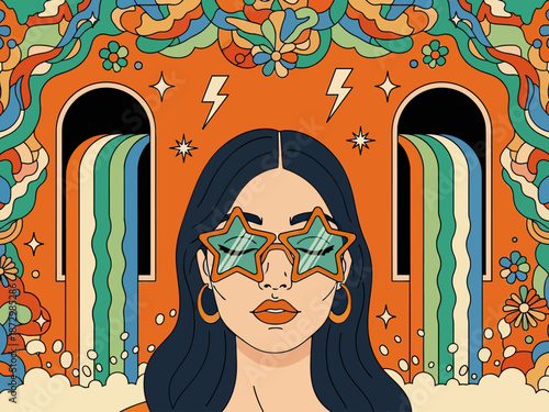 Wallpaper Mural Flat design retro 60s 70s background Torontodigital.ca