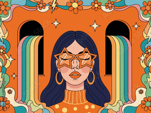 Wallpaper Mural Flat design retro 60s 70s background Torontodigital.ca