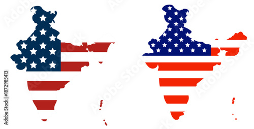 India Map with United States Flag Overlay, Strategic Partnership and Geopolitical Alliance, US–India Relations and Indo Pacific Policy