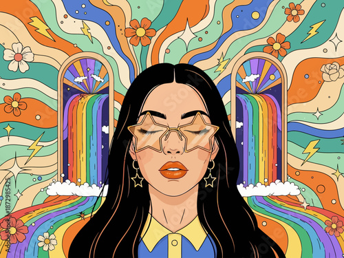 Wallpaper Mural Flat design retro 60s 70s background Torontodigital.ca