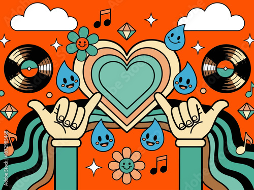 Wallpaper Mural Flat design retro 60s 70s background Torontodigital.ca