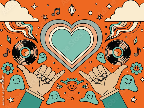 Wallpaper Mural Flat design retro 60s 70s background Torontodigital.ca