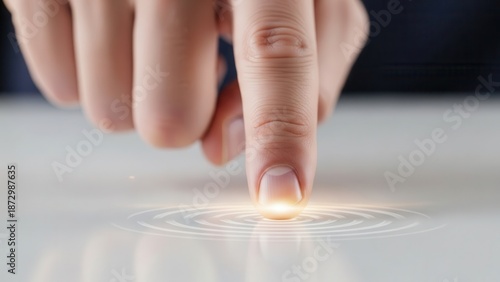 Index finger tapping imaginary button showing click action concept