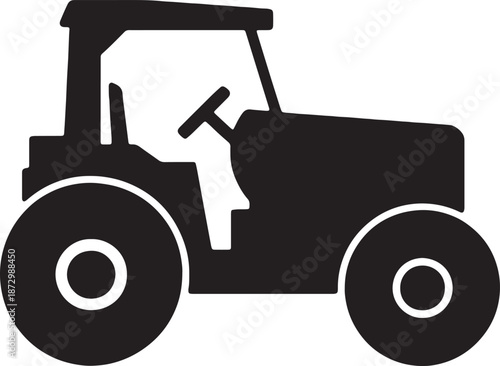 Agriculture tractor machine silhouette icon for farming industry vehicle representation used in harvesting plowing and soil cultivation works