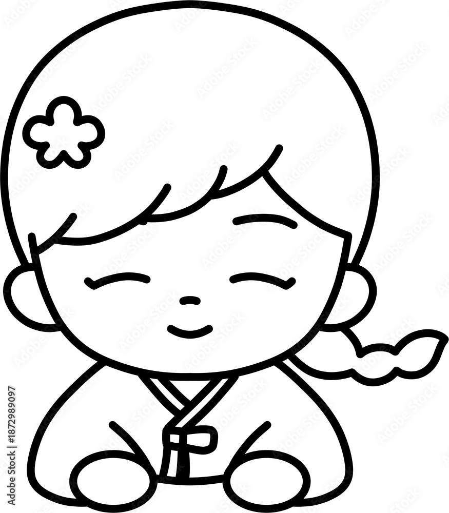 Obraz premium 세배 여 흑백