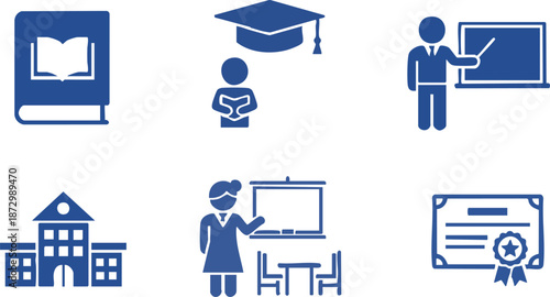 Business icon set with people and office symbols