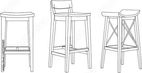 Bar stool design sketches, minimalist furniture concept, modern seating ideas, industrial style stools, interior planning, ergonomic stool illustrations, home decor inspiration