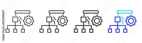 data mapping icon set collection creative outline style for electronic data interchange with multiple thickness variations suitable for business system workflow integration