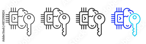 partner invoice icon set collection creative outline style for electronic data interchange with multiple thickness variations suitable for business system workflow integration