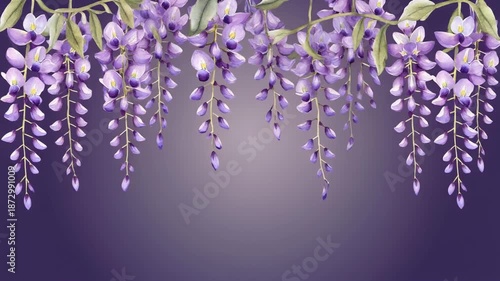 和風水彩藤フレーム植物成長背景動画