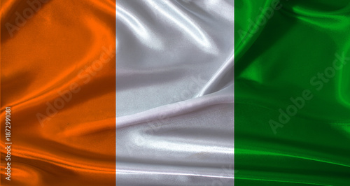 Tablou pe pânză National flag of Ivory Coast with cloth texture