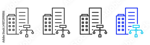 supply journal icon set collection creative outline style for electronic data interchange with multiple thickness variations suitable for business system workflow integration