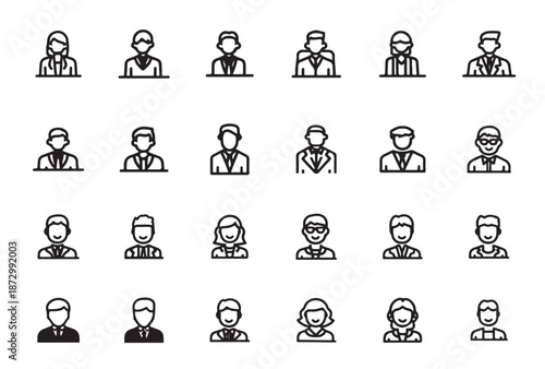 Collection of diverse user avatars in various attire and accessories