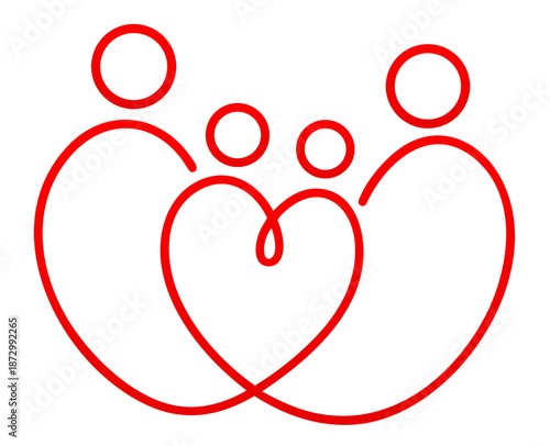 family stores, Family Heart Logo for Family Support Nonprofit — Parents and Child Unity Symbol for Social Care and Family Assistance Organization