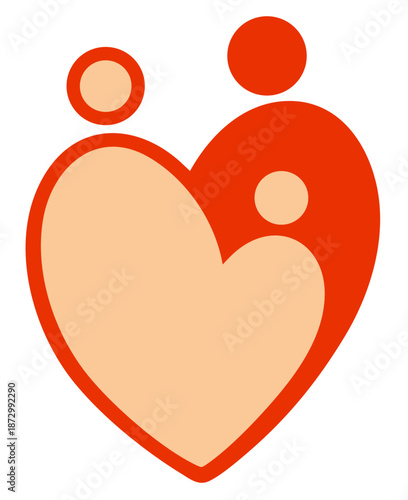 Mother and Baby, father Heart Logo for Maternal Care Organization, Mothers, Infants and Family Health Programs