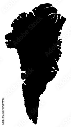 Greenland map silhouette, island territory outline