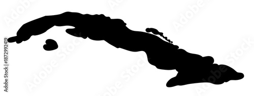 Cuba map silhouette, island country outline