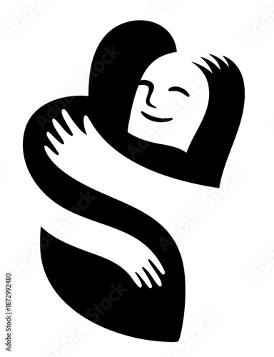 Parent and Child Heart Hug Logo, Family Care and Emotional Support Symbol, Child Protection and Mental Health Organization Icon