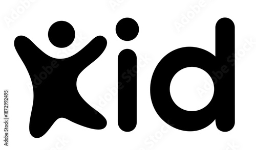 Kid Logo Typography, Children Brand Identity Symbol, Kids Products and Childcare Company Logo