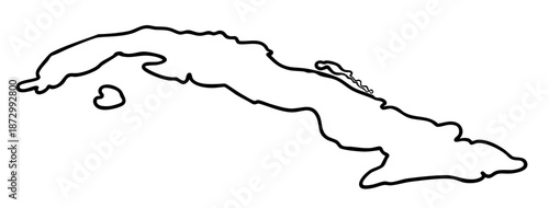 Cuba country border outline on world map — isolated geographic contour of Caribbean island territory