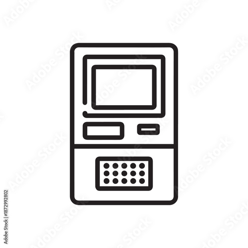 Modern Automated Teller Machine ATM Line Art Icon for Banking and Finance Service Design