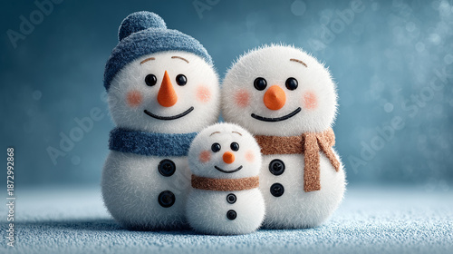 Wallpaper Mural Snowman parents with child isolated Torontodigital.ca