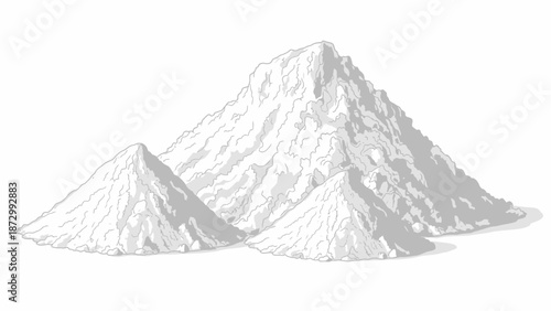 Pile of White Powder or Flour Against White Background, Graphic Resource