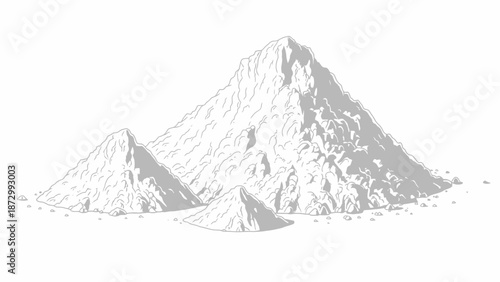 Pile of white powder or flour forming small mounds on a plain background, detailed illustration