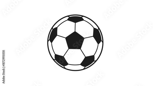 Classic Soccer Ball Design: Simple Geometric Pattern on White Background, Clean Vector Art