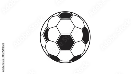 Classic Black and White Soccer Ball Illustration with Hexagonal Panels