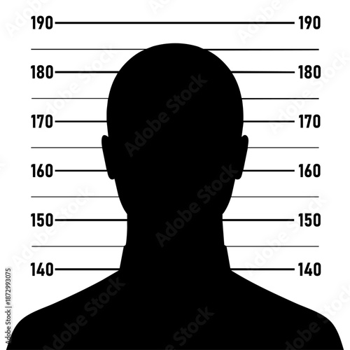 Human Head Silhouette with Measurement Scale, Criminal Identification and Forensic Profile